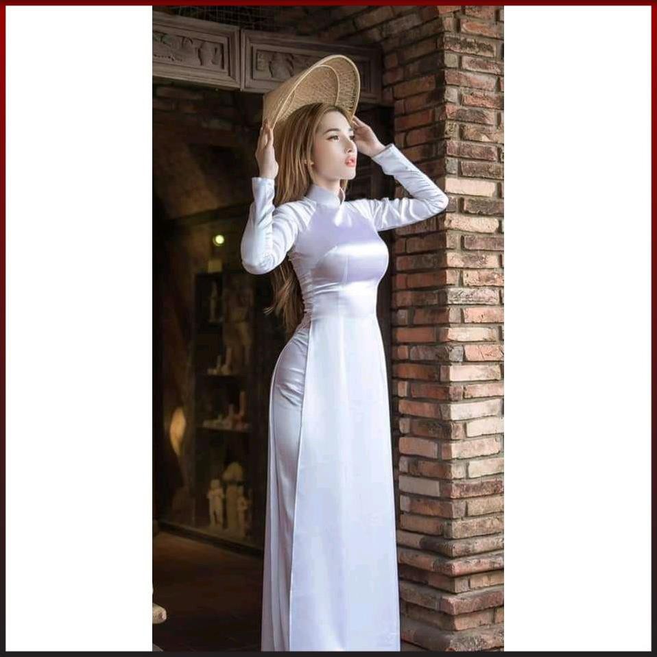 [HÀNG LOẠI 1 - CÓ MAY ĐO] ÁO DÀI PHI BÓNG TRẮNG LỤA PHƯỚC THỊNH, ÁO DÀI TRUYỀN THỐNG, ÁO DÀI HỌC SINH ADT2TPBT