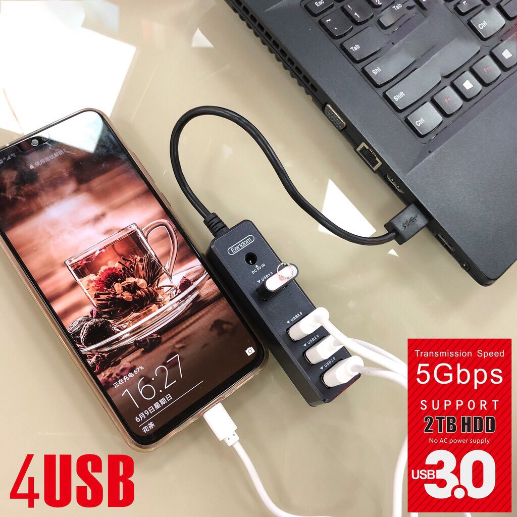 Hub Earldom Tốc Độ Cao Chia USB Từ 1 Thành 4 Cổng