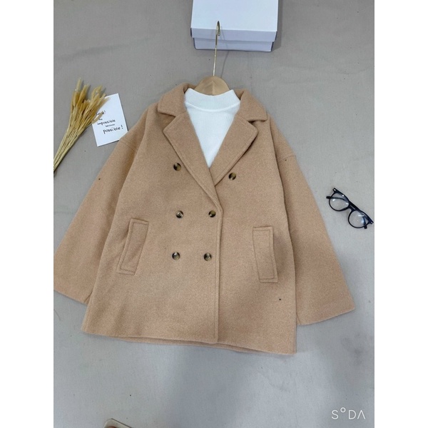 Áo khoác dạ 4 cúc  dáng dài , túi đứng . áo khoác dạ blazer  túi đứng  4 cúc dáng dài 2 màu  be đậm , kem