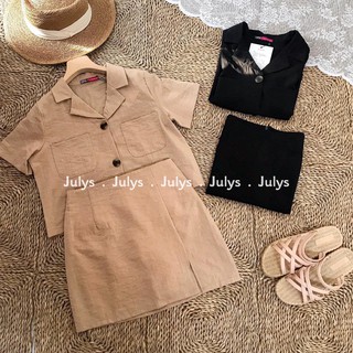 Set áo cổ vest kèm chân váy (ảnh thật JULYS chụp/có video cận cảnh)