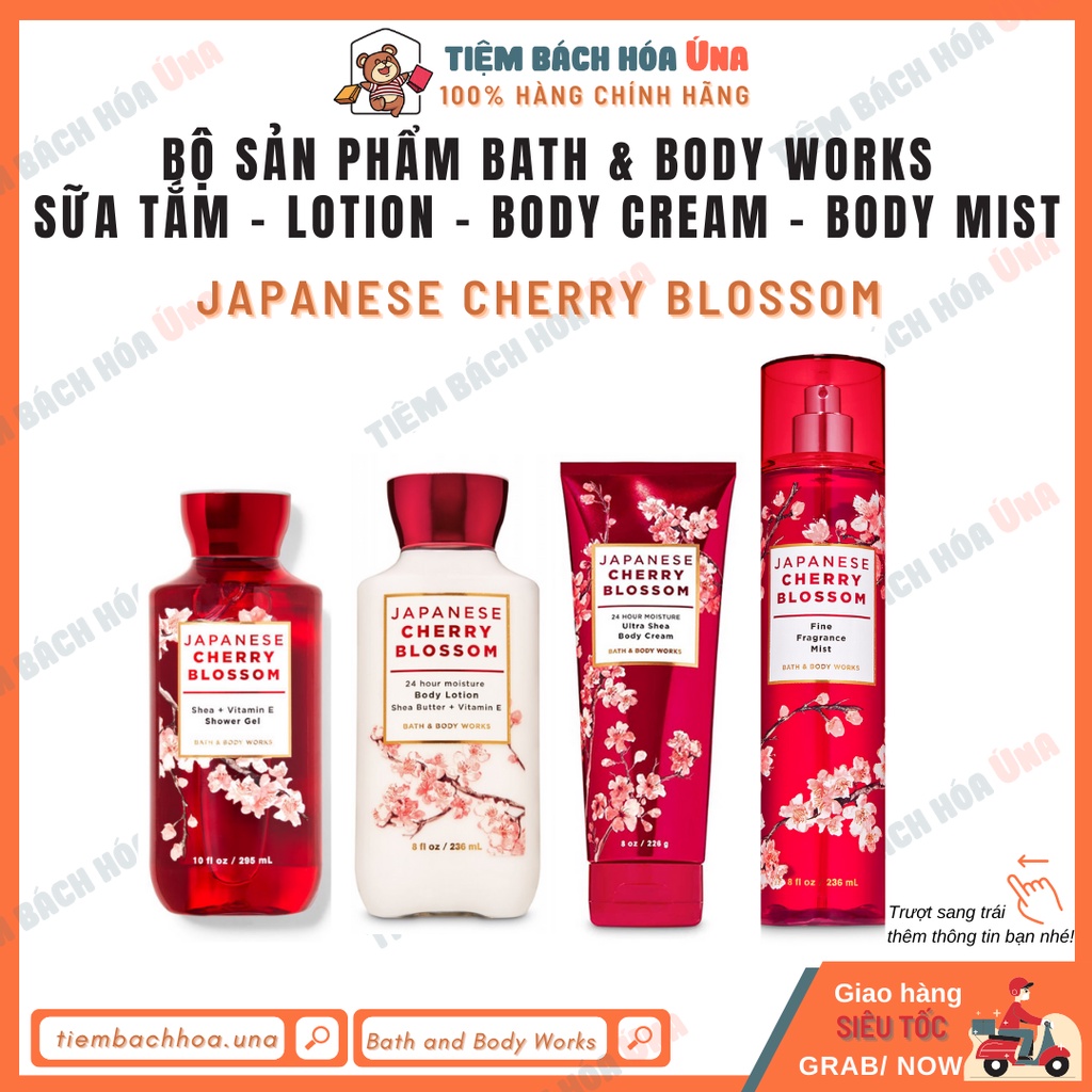 Japanese Cherry Blossom| Bộ sản phẩm sữa tắm, dưỡng thể, xịt thơm (body mist) Bath and Body Works (BBW)