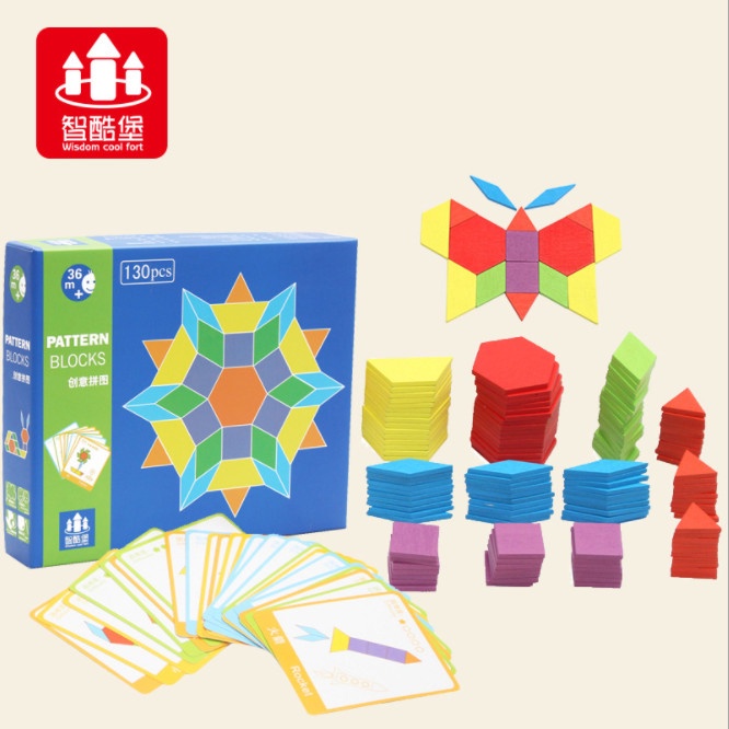 Đồ chơi ghép hình sáng tạo Montessori - Đồ chơi gỗ tư duy cho bé PATTERN BLOCKS