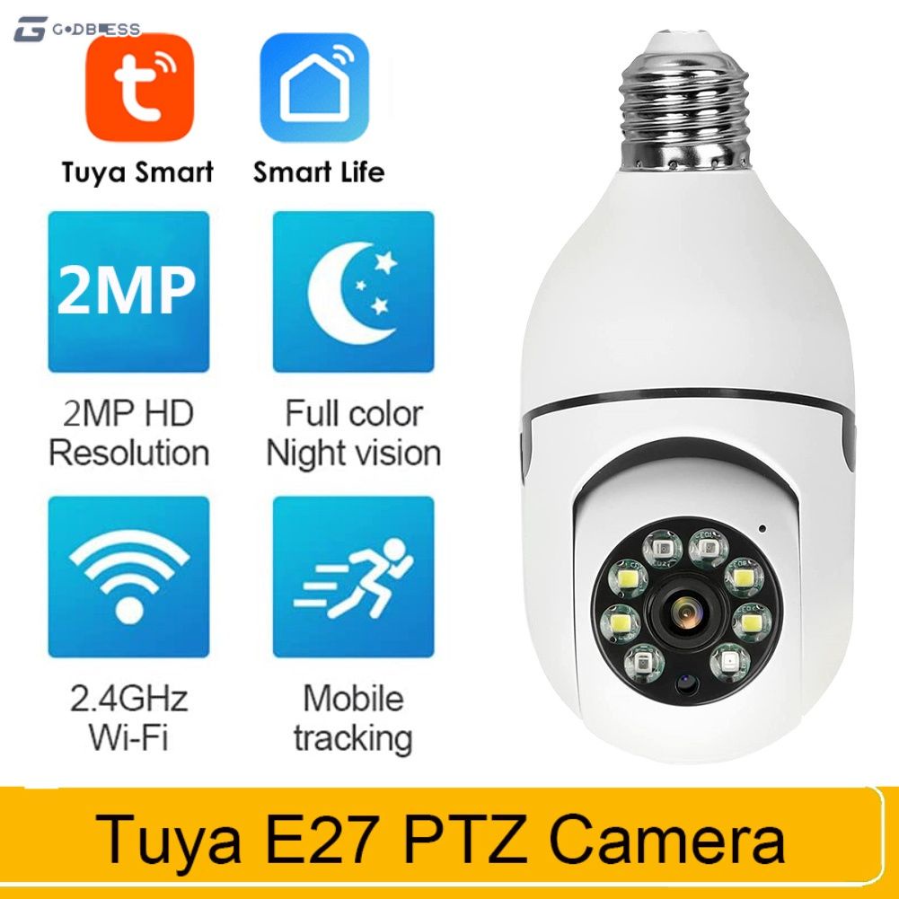 Camera an ninh 2MP Tuya E27 Wifi 1080P IP PTZ IR tự động nhìn ban đêm | BigBuy360 - bigbuy360.vn