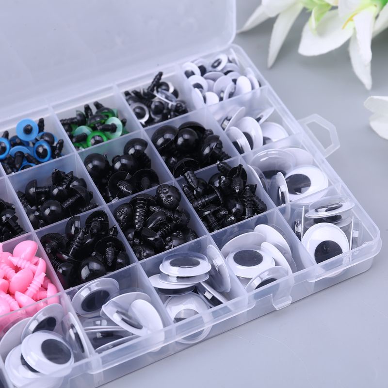 Hộp 376 Mắt Nhựa Kèm Vòng Đệm Cho Búp Bê / Thú Nhồi Bông DIY