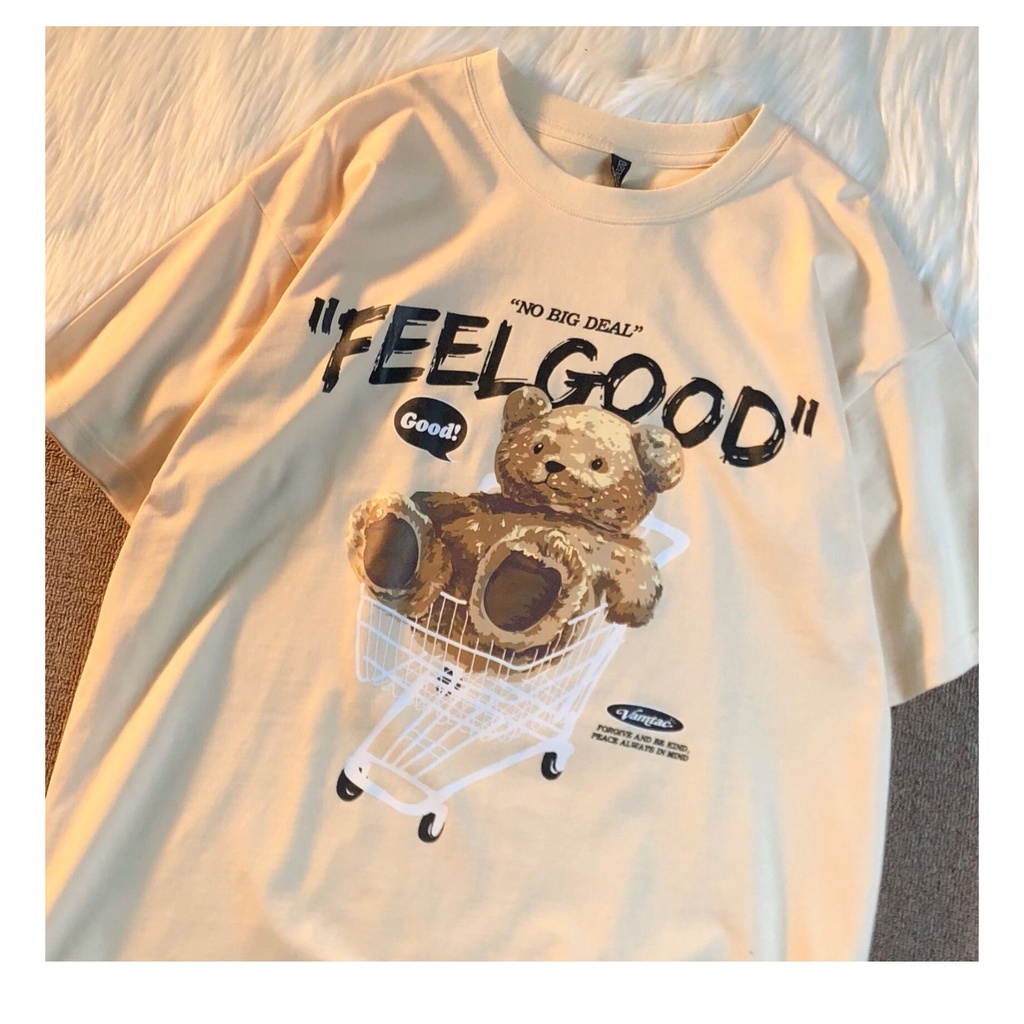 Áo Thun Tay Ngắn Cổ Tròn Dáng Rộng Họa Tiết Động Vật Đáng Yêu Cho Nữ