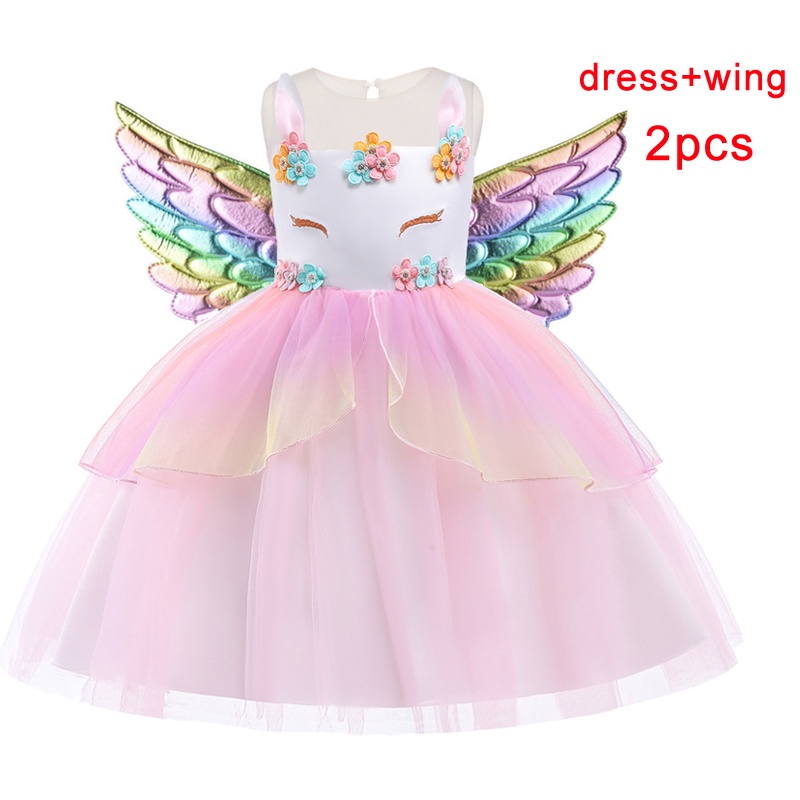 Mqatz Đầm Hóa Trang Công Chúa Hình Kỳ Lân Màu Hồng Cho Bé Gái 2-10 Tuổi djs020