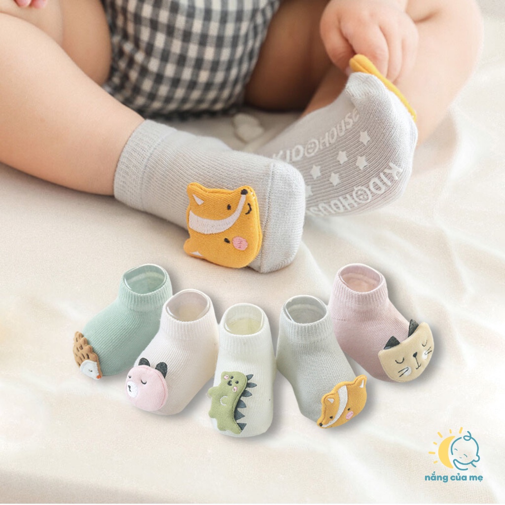 Tất Chống Trượt Hình Thú Cho Bé Chính Hãng Kido House chất cotton loại A mềm êm _Nắng Của Mẹ_MUONTHU