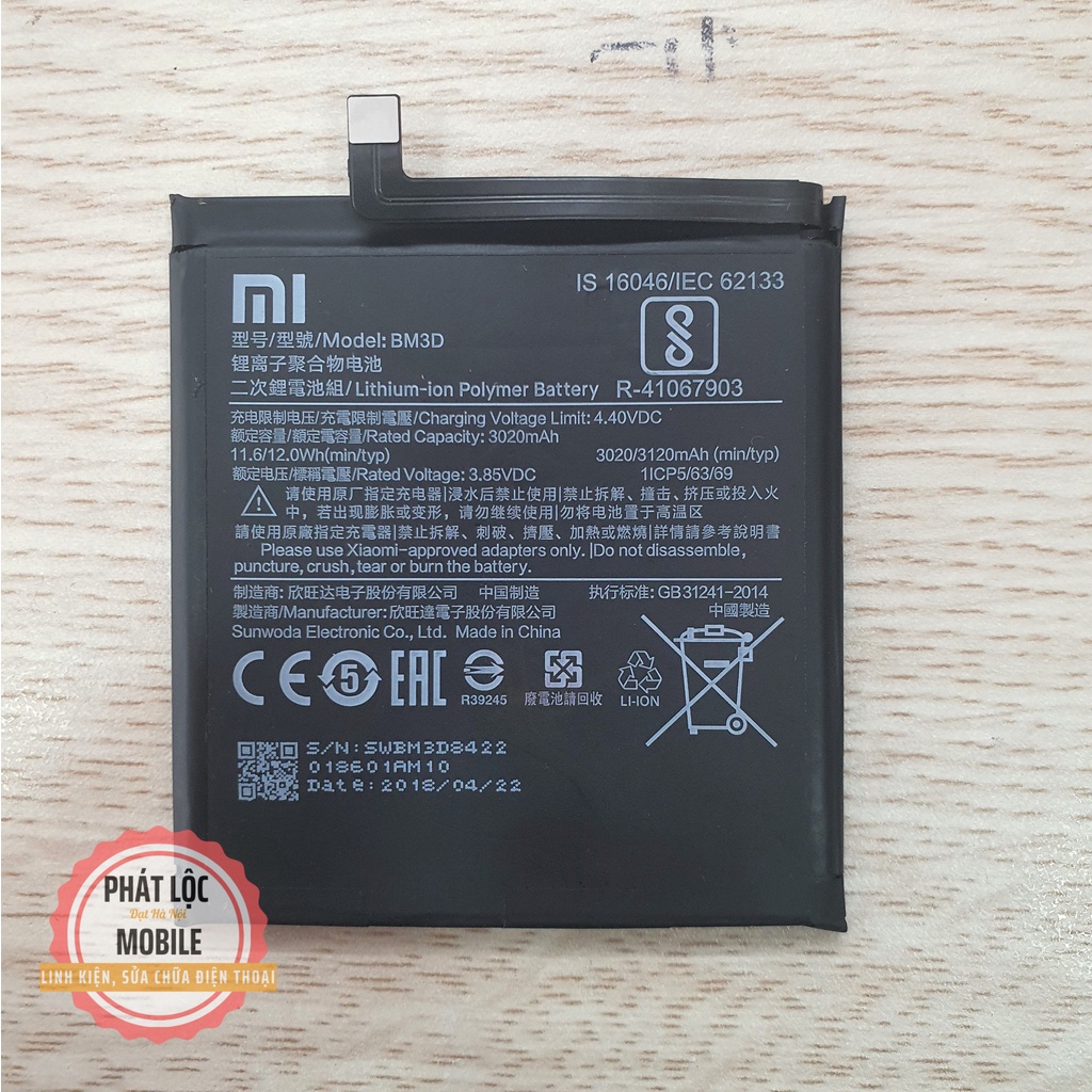 Pin Mi 8 SE dung lượng 3120mAh, mã pin BM3D,Pin zin công ty bảo hành 3 tháng