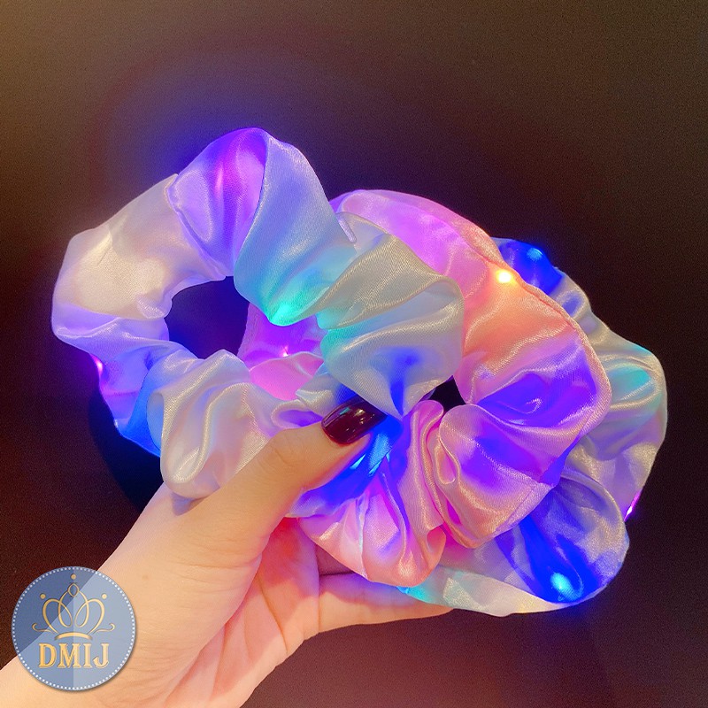 Cột Tóc Vải Scrunchies LED Galaxy Phong Cách Đường Phố Nhiều Mẫu