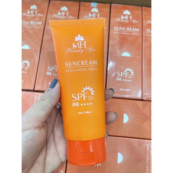 Kem chống nắng cam MH Beauty Spa, dưỡng trắng, kiềm dầu