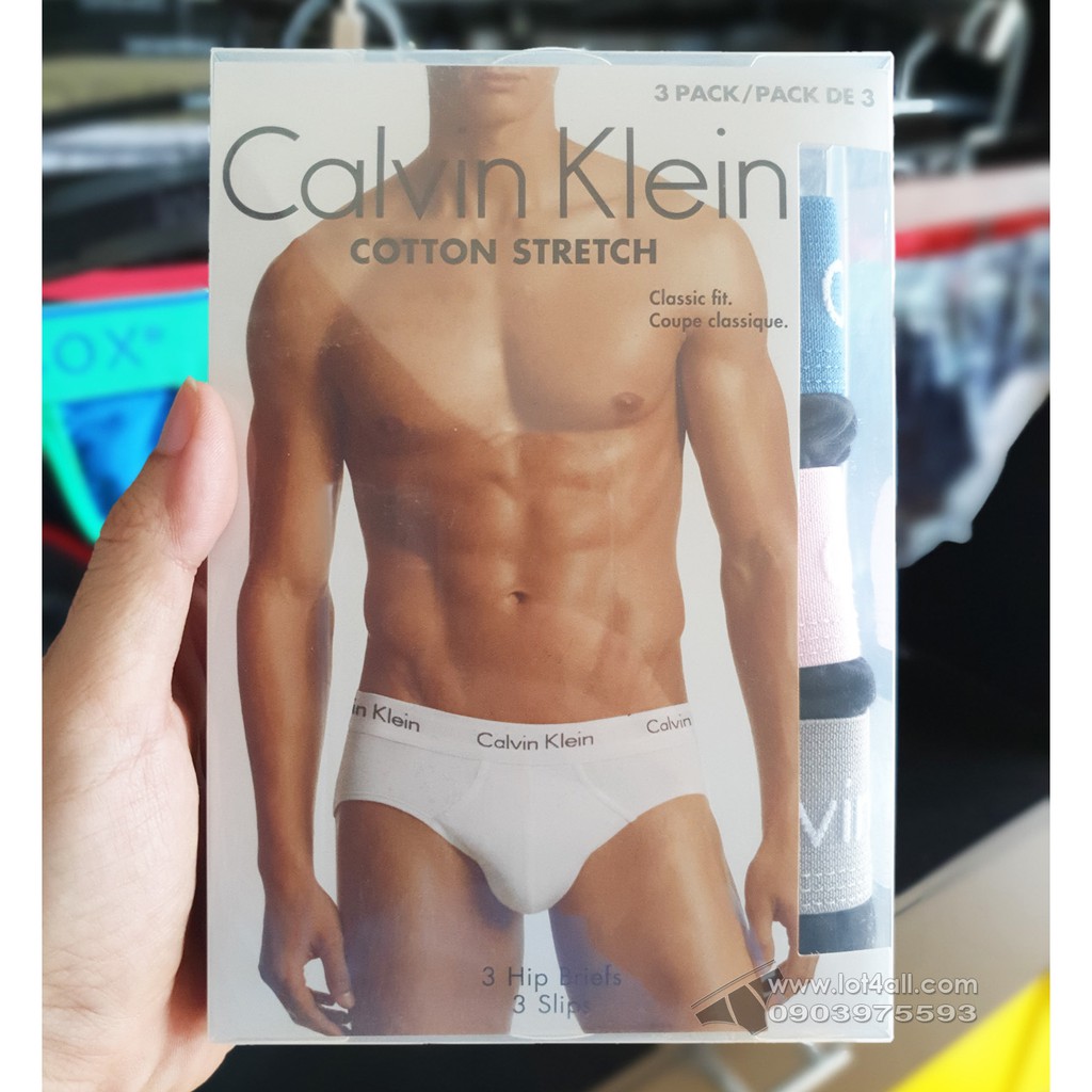 [CHÍNH HÃNG] Quần lót nam Calvin Klein NU2661 Cotton Stretch Hip Brief 3-pack Black HYACYN
