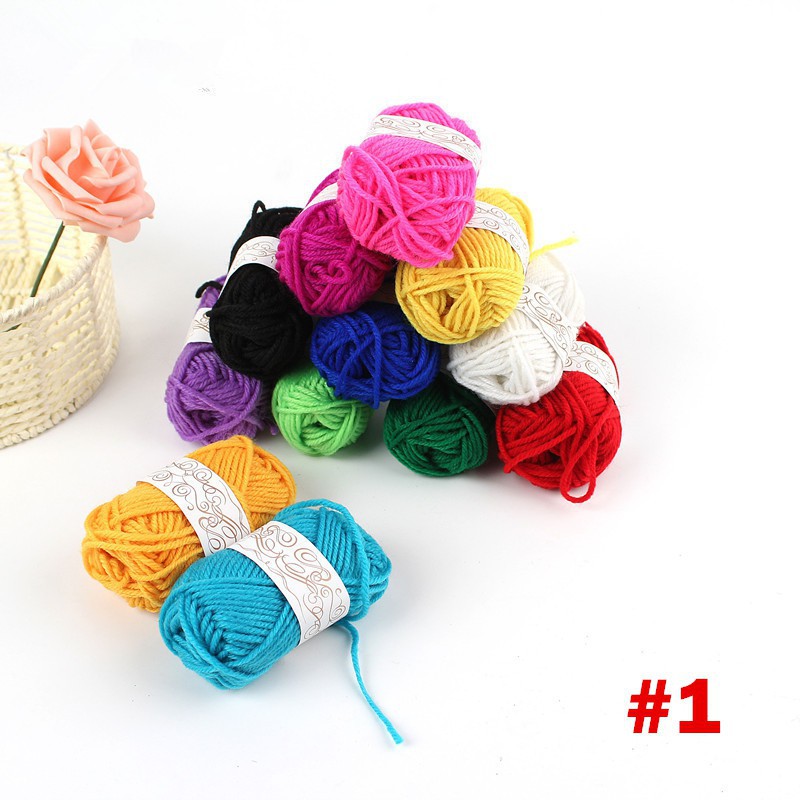 Bộ 12 cuộn len sợi đan móc nhiều màu