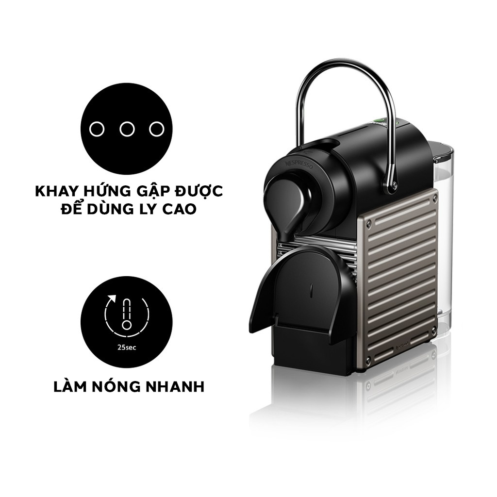 [Mã ELHADEV giảm 4% đơn 300K] Bộ máy pha cà phê Nespresso Pixie - Đen &amp; máy đánh sữa Aeroccino 3