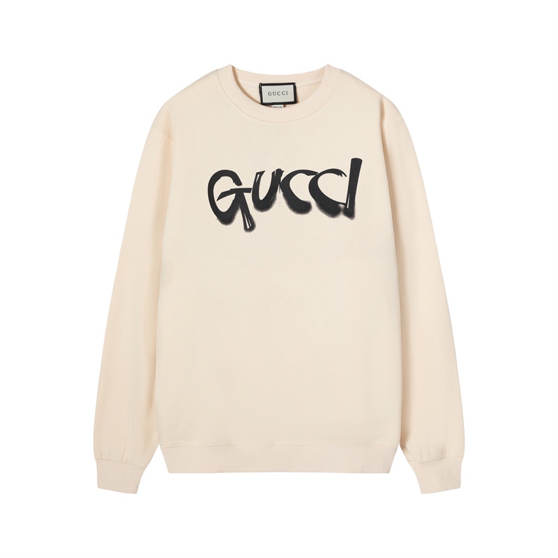 Gu Áo Sweater Cổ Thuyền In Logo Bảng Chữ Cái Vẽ Tay Chất Lượng Cao Đơn Giản Chất Lượng Cao Cho Cặp Đôi