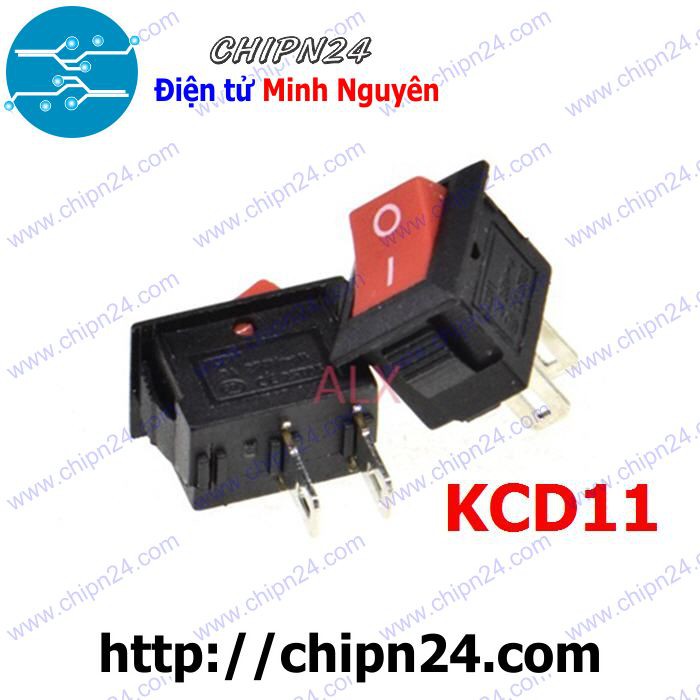 [4 CÁI] Công tắc bập bênh KCD11 ĐỎ 2 CHÂN 3A 250VAC 15x10mm