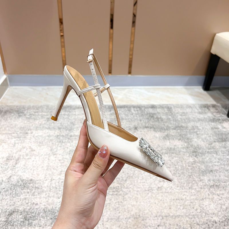 XIELUAIZTA Giày Sandal Cao Gót Nữ Mũi Nhọn Đính Đá Thời Trang Cho