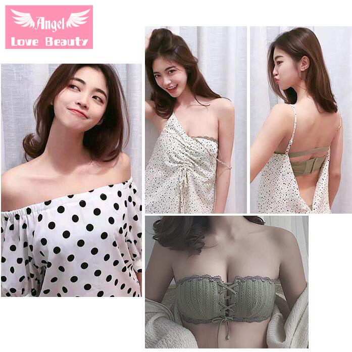 Bộ Đồ Lót Áo Ngực Không Dây Chống Trượt + Quần Lót Cỡ Nhỏ Thời Trang Quyến Rũ Cho Nữ