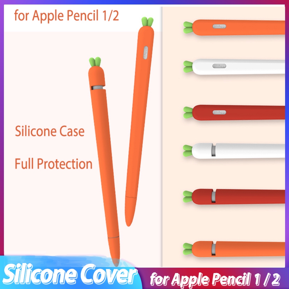 Ốp bảo vệ Apple Pencil 1 và Pencil 2 chất liệu silicon cao cấp, vỏ ốp cover Apple Pencil silicon hình củ cà rốt dễ thương