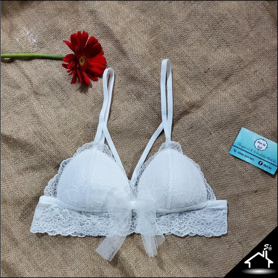 Bộ đồ lót ren, set ngủ sexy trắng nơ lớn quần dây | BigBuy360 - bigbuy360.vn