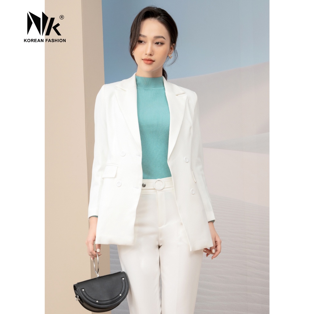 Áo Ký Giả Dáng Dài NK Fashion Thiết Kế Dài Tay Kèm Cúc Bọc Một Lớp Nhẹ Nhàng, Chất Liệu Nhập Hàn Mềm Mịn NKAK2106009