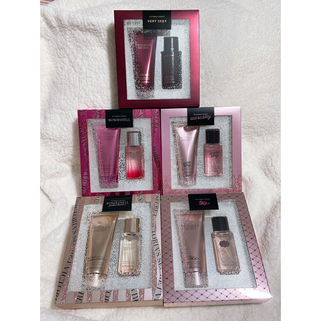 {Chuẩn Auth} Bộ quà tặng Nước hoa Xịt thơm toàn thân 75ml &amp; sữa dưỡng thể 100ml Victoria's Secret có 5 mùi hương