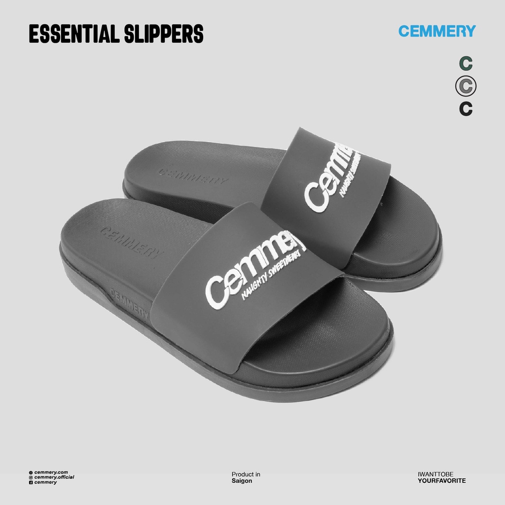 Dép Quai Ngang LocalBrand Cemmery ESSENTIAL SLIPPERS, Dép Unisex nam nữ 3 Color