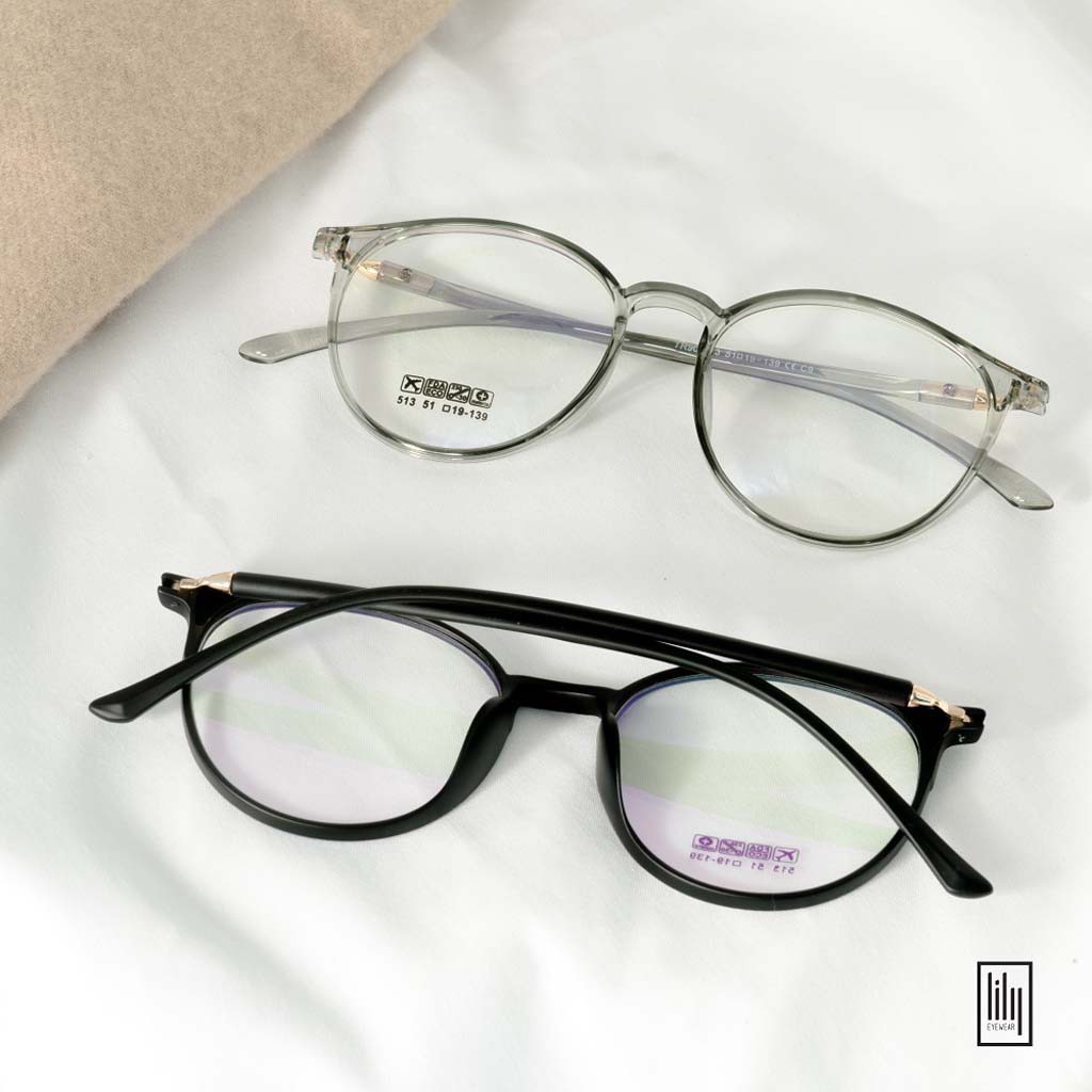 Gọng kính cận nam nữ tròn nhựa dẻo 513