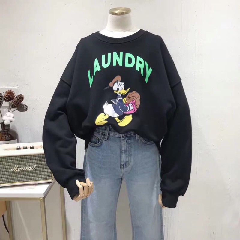 Áo sweater vải nỉ lót bông dày dặn in Laundry