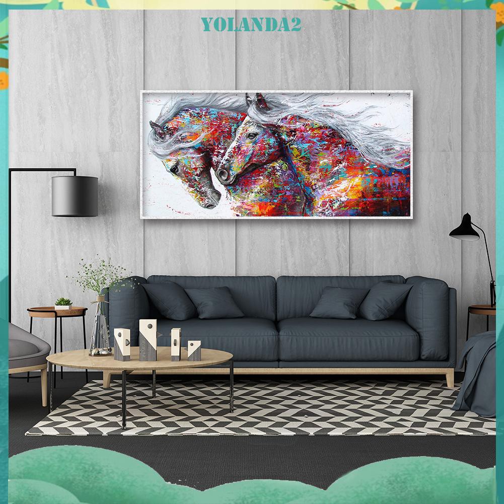 Diamond Painting Colorful Skin Horses Full Round Drill Wall Picture 80x40cm