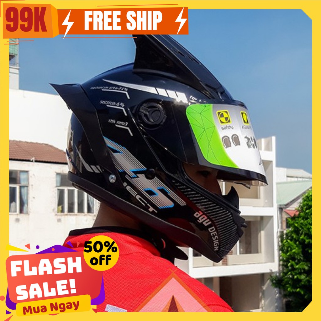 NÓN BH CẢ ĐẦU AGU 46 XÁM BẠC + SỪNG NHỌN + ĐUÔI GIÓ NGĂN MƯA RƠI XUỐNG GÁY + TÚI ĐỰNG MŨ SL CÓ HẠN