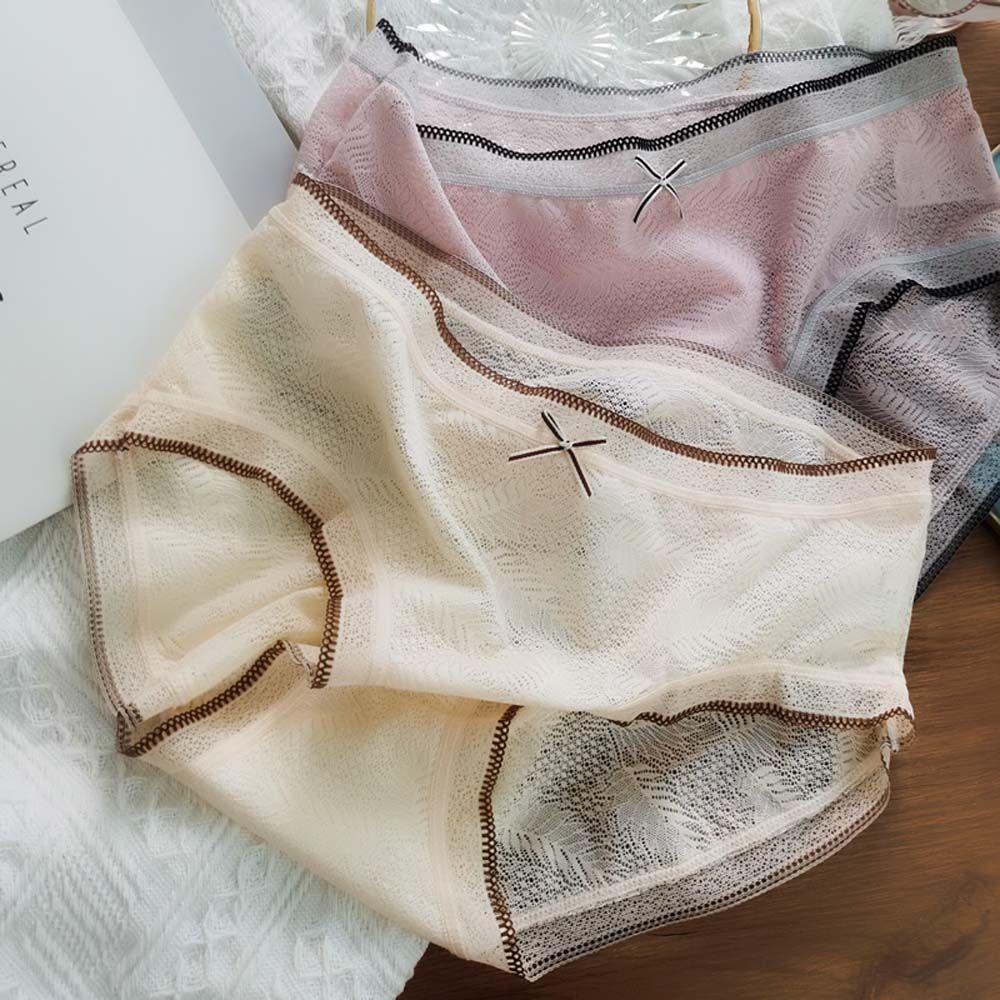 Quần Lót Cotton Phối Ren Lưới Thoáng Khí Ngọt Ngào Quyến Rũ Cho Nữ