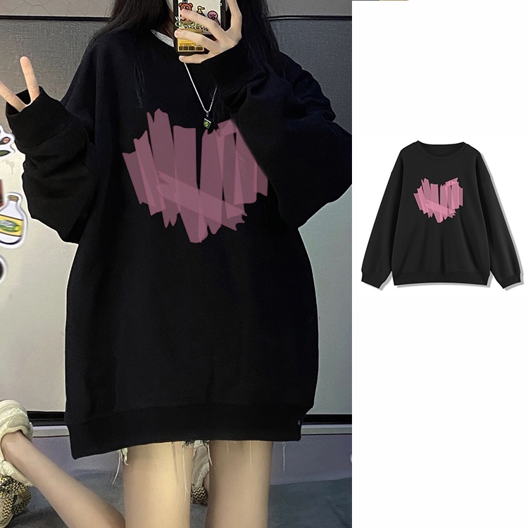 NUZIRO  Áo Sweater Dáng Rộng Cổ Tròn In Họa Tiết Đơn Giản Thời Trang Mùa Thu Mới Cho Nữ