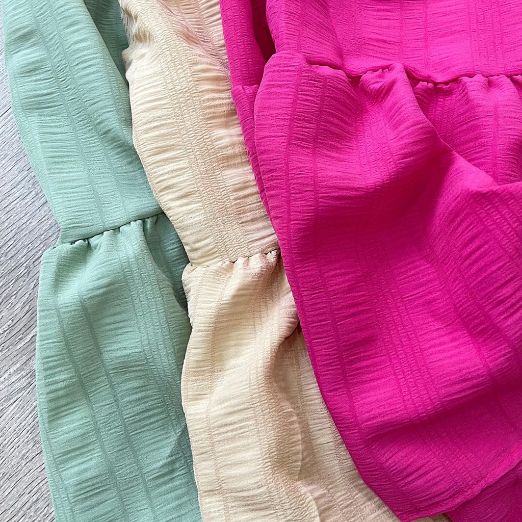 Váy maxi hai dây dáng suông, đầm baby doll dáng dài thiết kế hai dây cột nơ chất vải xốp màu be, xanh bơ