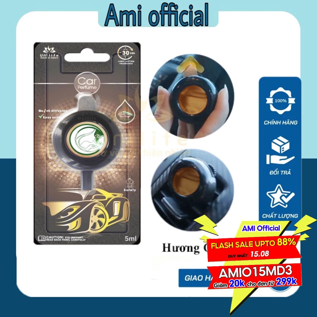 Tinh dầu nước hoa ô tô Unilife, nước hoa xe hơi hương Cà Phê tỉnh táo, khử mùi, lái xe luôn tỉnh táo, dung tích 5ml