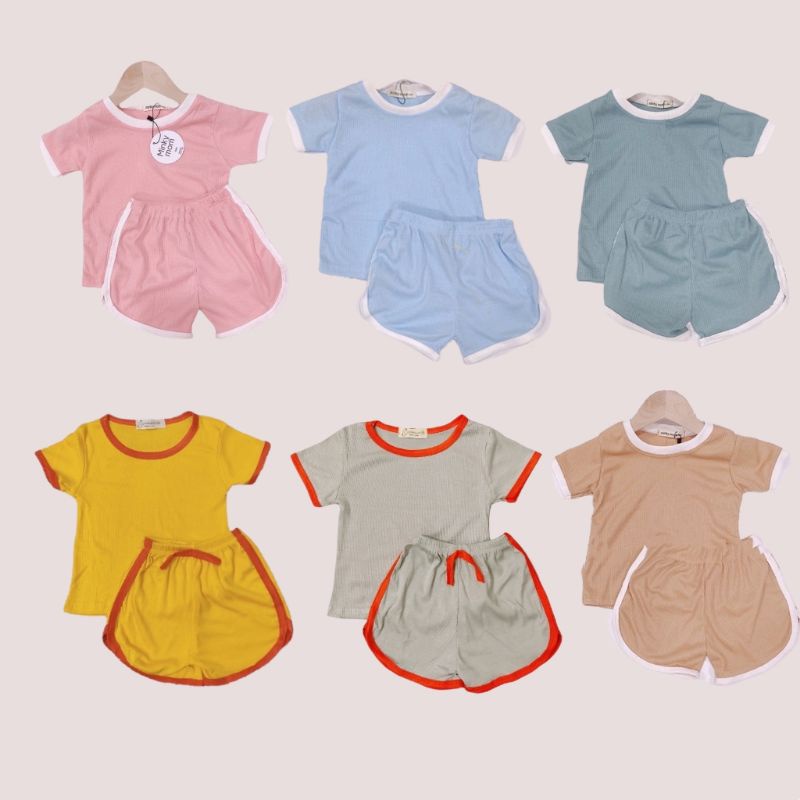 Bộ Cộc Tay Minky Mom Thun Gân Cho Bé Trai, Bé Gái, Đồ Bộ Mặc Nhà Cho Bé_Umeekids