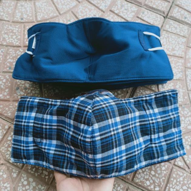 Khẩu trang sọc vải cotton đẹp che kín tai 3 lớp lót lưới | BigBuy360 - bigbuy360.vn