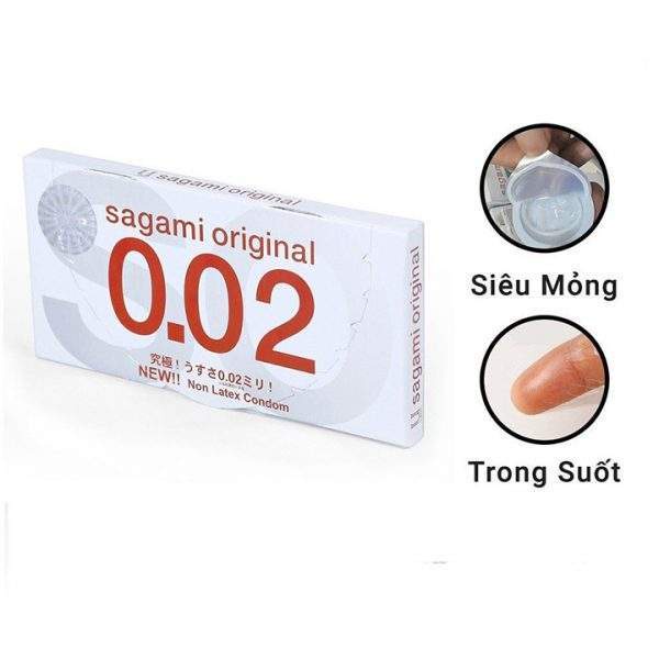 Bao cao su Sagami 002 bcs non latex siêu mỏng hộp 2 chiếc
