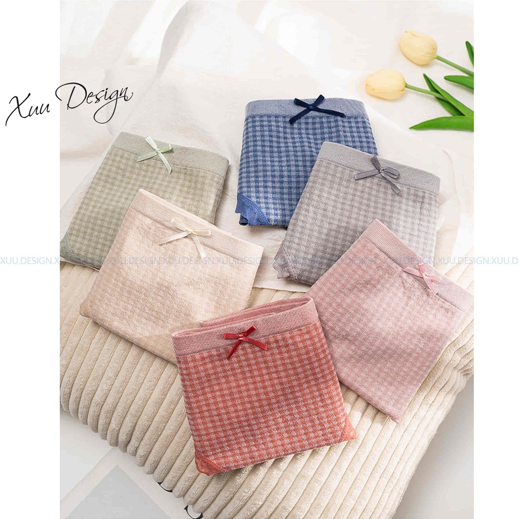 Quần Lót Cotton CARO phối ren nơ, chất liệu co dãn, thấm hút mồ hôi - Xuu Design QC03 | BigBuy360 - bigbuy360.vn