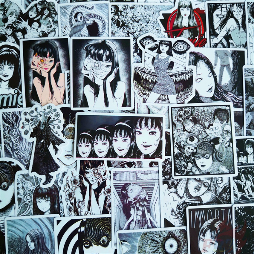 Set 52 miếng dán họa tiết truyện tranh kinh dị Junji Ito Classical 01 Manga Tomie Uzumaki Souichi Tsujii