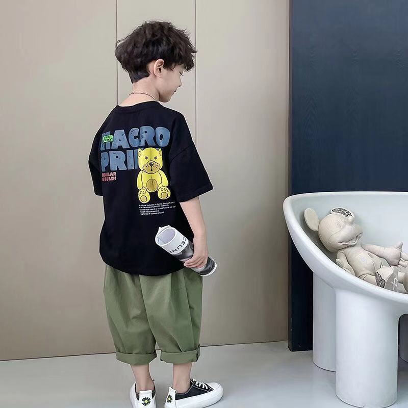 Áo Thun 100% Cotton Tay Ngắn In Họa Tiết Hoạt Hình Dành Cho Bé Trai