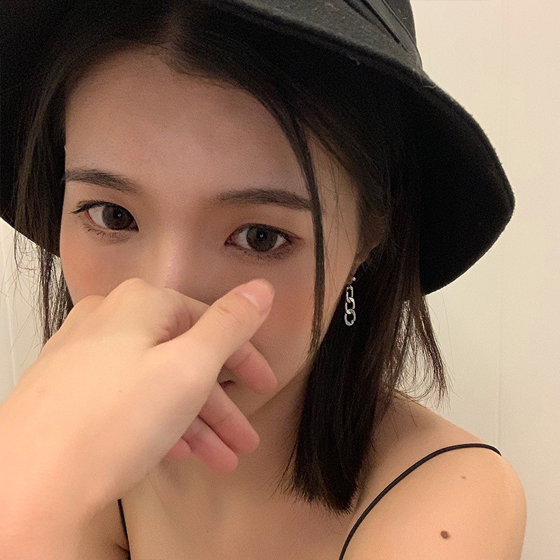 Bông tai kiểu dây xích phong cách Hàn Quốc hip hop thiết kế đơn giản sành điệu cá tính cho nữ