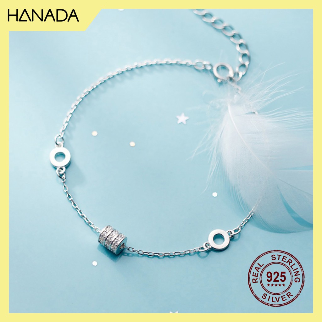 Lắc Tay Bạc 925 Cao Cấp Hanada Phụ Kiện Thời Trang Vòng Tay Nữ Đá Đơn Giản