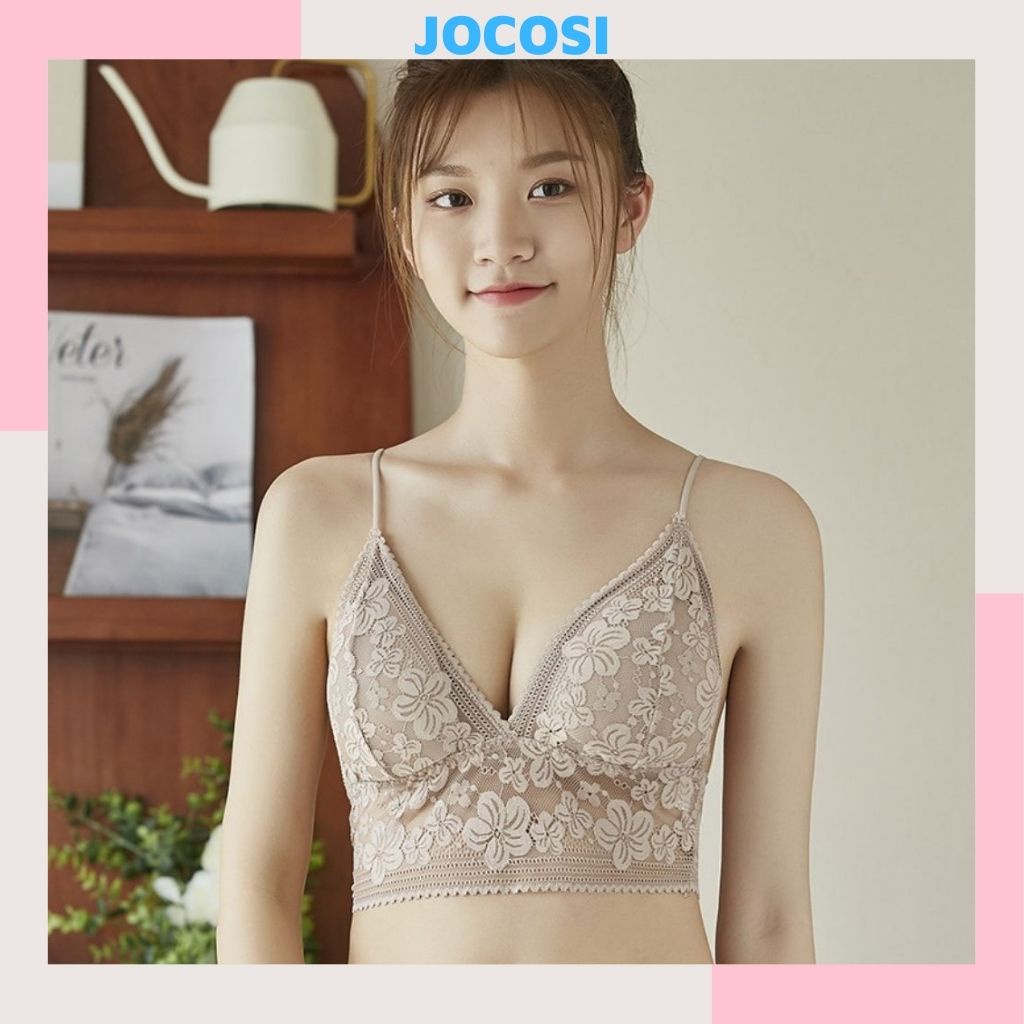 Áo bra nữ 2 dây ren hoa sexy, áo lót không gọng họa tiết cực đẹp gợi cảm và quyến rũ JOCOSI B3052