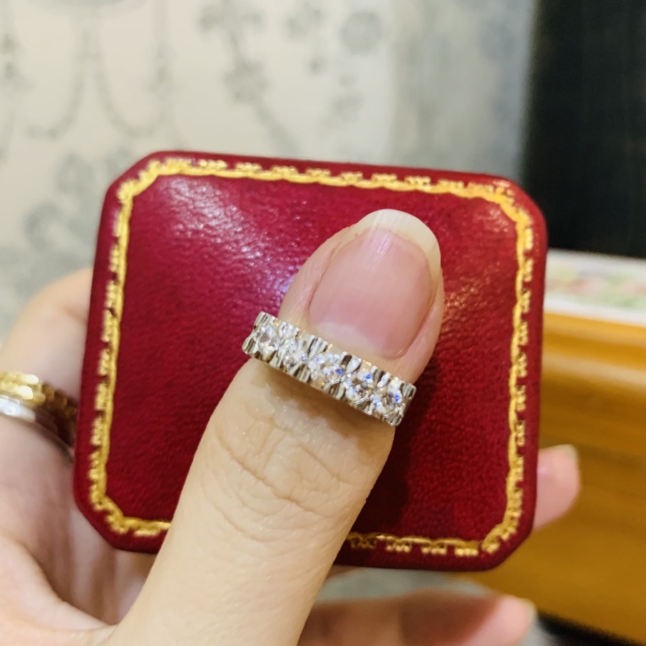 N38. Nhẫn viền đ.á sang trọng thanh lịch| Độc lạ | Vintage Necklace|| Si Nhật | Japan | 2HAND | trang sức nhật bản