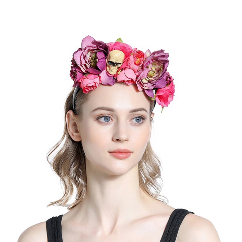 Flgo Băng Đô Cài Tóc Họa Tiết Hoa / Đầu Lâu Thời Trang Dự Tiệc Hóa Trang