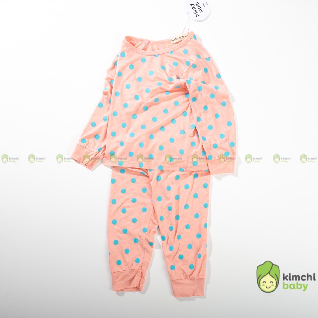 [Bé 7-19kg] Bộ tay dài thun lạnh Minky Mom chấm bi cho bé trai bé gái từ 7-19kg