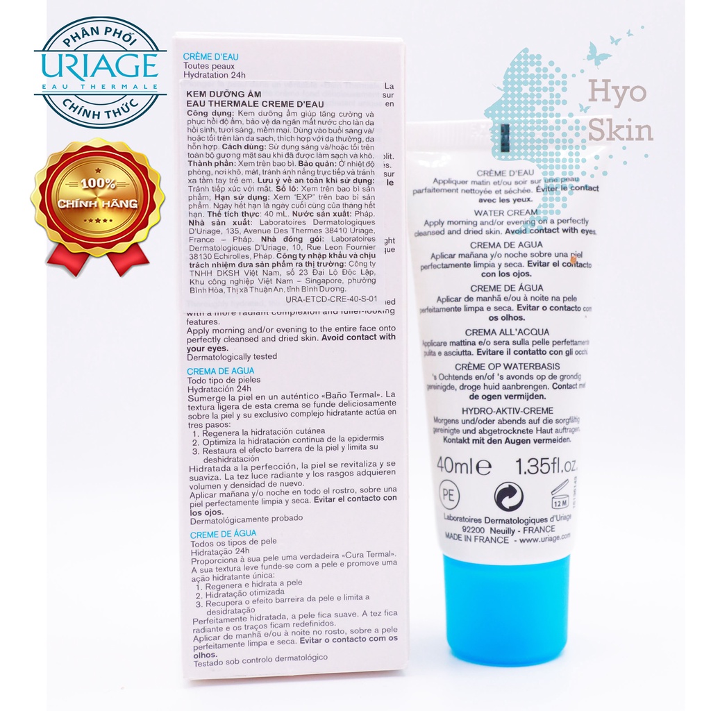 Kem Dưỡng Ẩm Ngày & Đêm Uriage Dành Cho Da Hỗn Hợp, Da Khô URIAGE EAU THERMALE CREME DEAU 40ml