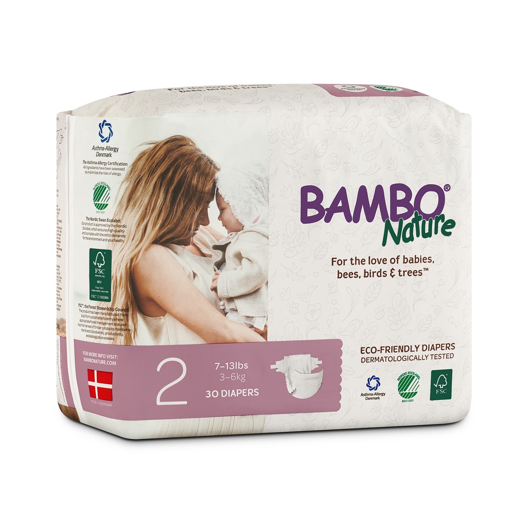 Tã Dán 100% Hữu Cơ Bambo Nature - Nhập Khẩu Đan Mạch - 3-6kg - S30 - 30 miếng