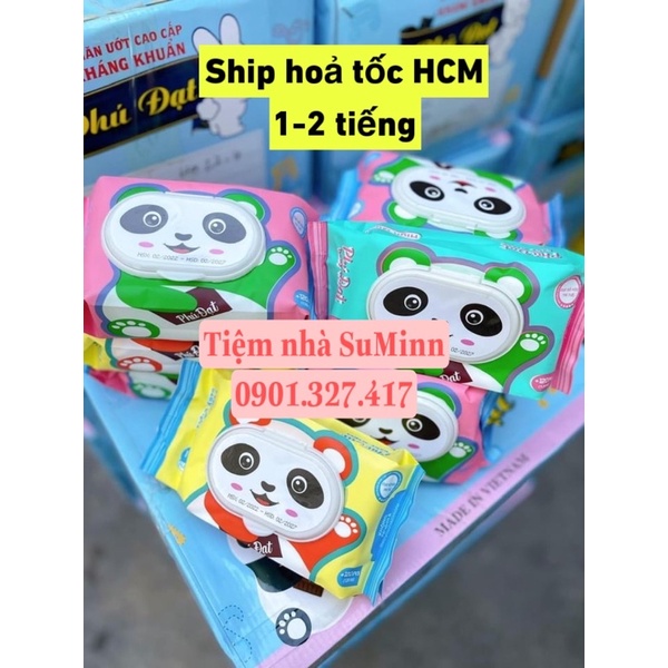 [HCM] Combo 10 gói khăn giấy ướt phú đạt mẫu mới hình gấu 120 tờ