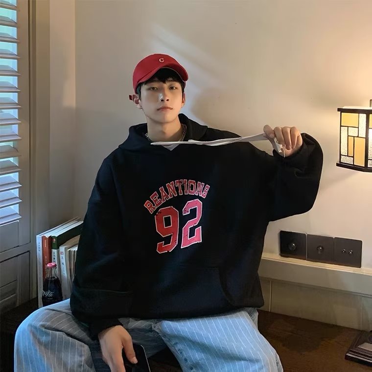 Áo Hoodie Dáng Rộng Có In Chữ Phong Cách Thời Trang Hàn Quốc Cho Nam Giới